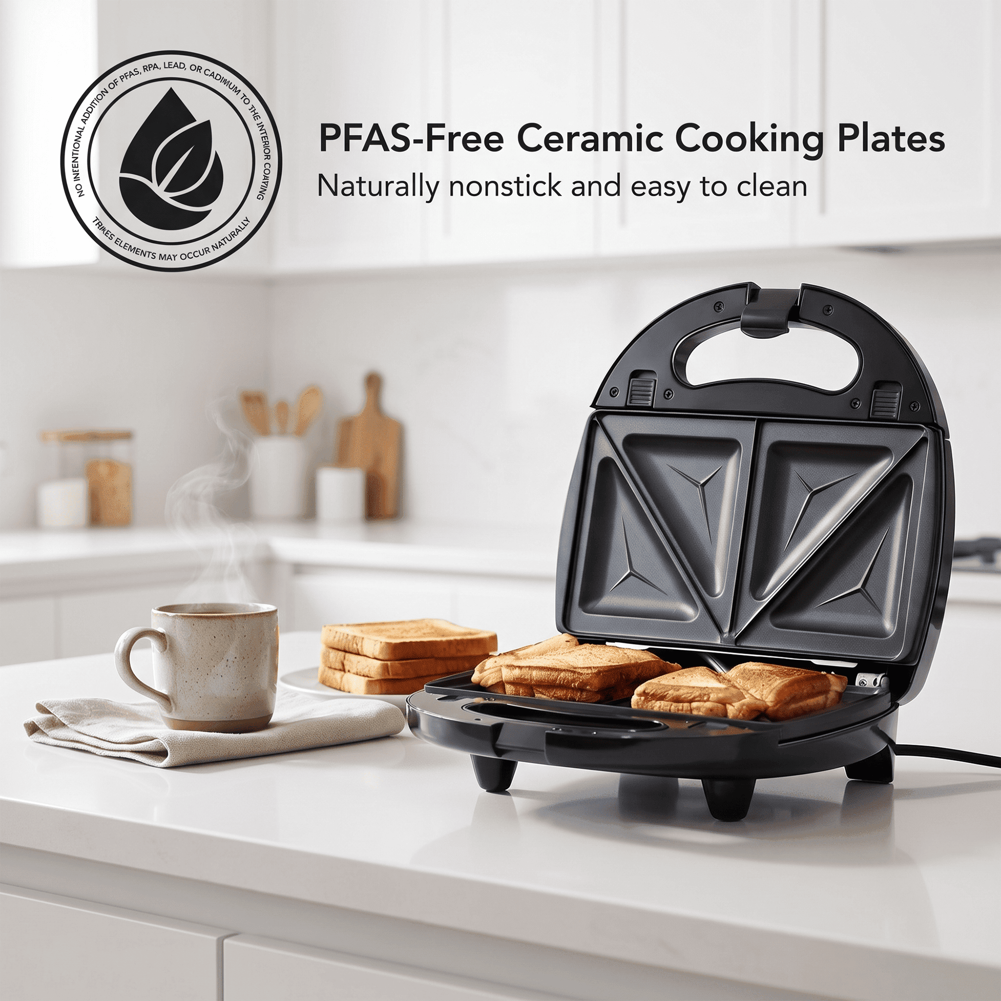 OVENTE 3 in 1 Electric Sandwich Maker, 750W Non-Stick Plates, Black GPI302B | Panini Press Grill and Waffle Iron Removable Set , Perfect for Grilled Cheese, Tuna Melts, Burgers, Steaks and Snacks