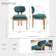 thumbnail image 4 of Hassch Solid Wood Dining Chairs with Chenille Upholstery, 2-Pack, Thick Foam Cushioned Seat, Ergonomic Backrest, Adjustable Feet for Home & Office (Teal), 4 of 8