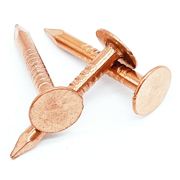 Dubbs Hardware - 1 Inch Copper Nails Pack of 100 - Pure Copper Nail Spikes USA Made -  1 Inch, 11 Gauge, 3/8" Head – Ideal for Roofing, Boat Building & Decorative Projects