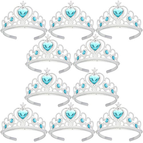 XiangGuanQianYing Tiaras and Crowns for Little Girls Plastic Tiara Sky Blue 10 Pack 
