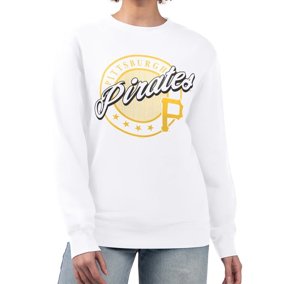 Women's G-III 4Her by Carl Banks White Pittsburgh Pirates Pinstripe Circle Team Fleece Pullover Sweatshirt