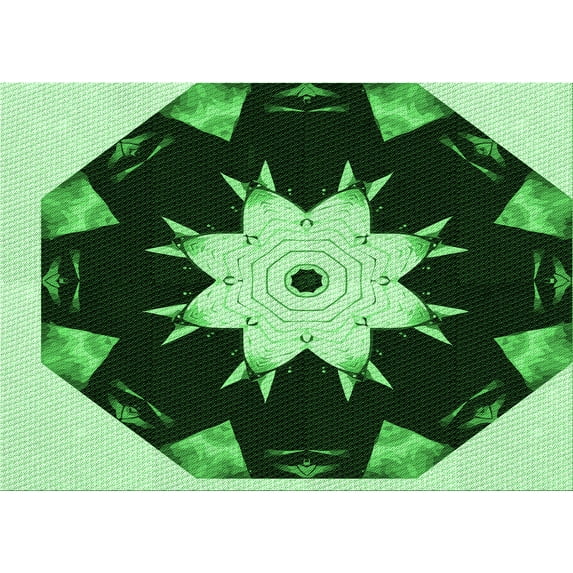 Ahgly Company Indoor Rectangle Patterned Dark Forest Green Area Rugs, 8' x 12'