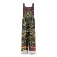 thumbnail image 6 of Women's Christmas Print Wide-Leg Strapless Tank Jumpsuit, Casual Style with Pockets, Cyan, Size M, 6 of 6