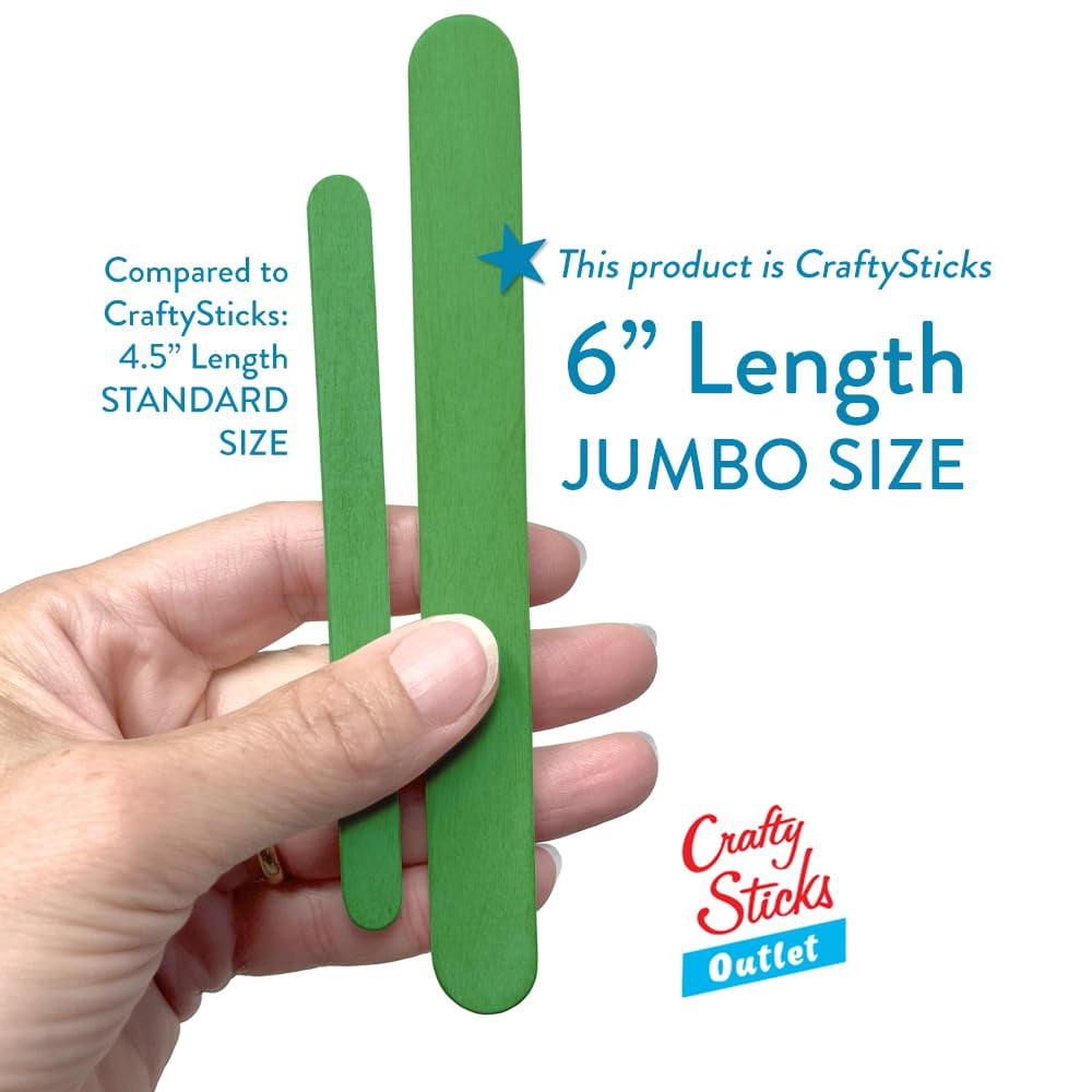 CraftySticks- 1000 Pack, 6 Inch Green Color, Jumbo Wood Popsicle Sticks for Crafts, Home, School Art, Building, Learning, Wood Tongue Depressor Size