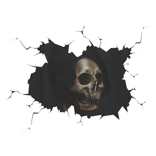 WREESH Halloween Broken Wall Broken Wall Skull Halloween Atmosphere Window Glass Decorative Wall Sticker Clearance