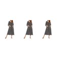 thumbnail image 1 of yingyy 1/2/3 Polyester Robe de Nuit Femme Décontractée Col Rond Manches Longues Double Poche Respirante Robe de Maison Vêtements de Nuit Noir P 3 Pcs, 1 of 6