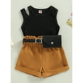 thumbnail image 3 of Bagilaanoe 2pcs Toddler Baby Boy Girl Short Pants Set Sleeveless Ribbed Tank Tops + Shorts with Waist Bag 6M 12M 18M 24M 3T 4T Kids Casual Summer Outfits, 3 of 7