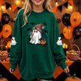 thumbnail image 3 of DJDLJWCJ Girls Halloween Fleece Sweatshirt Long Sleeve Crew Neck Oversized Graphic Pullover Kids Fall Casual Halloween Sweatshirts Green Size 5T, 3 of 7
