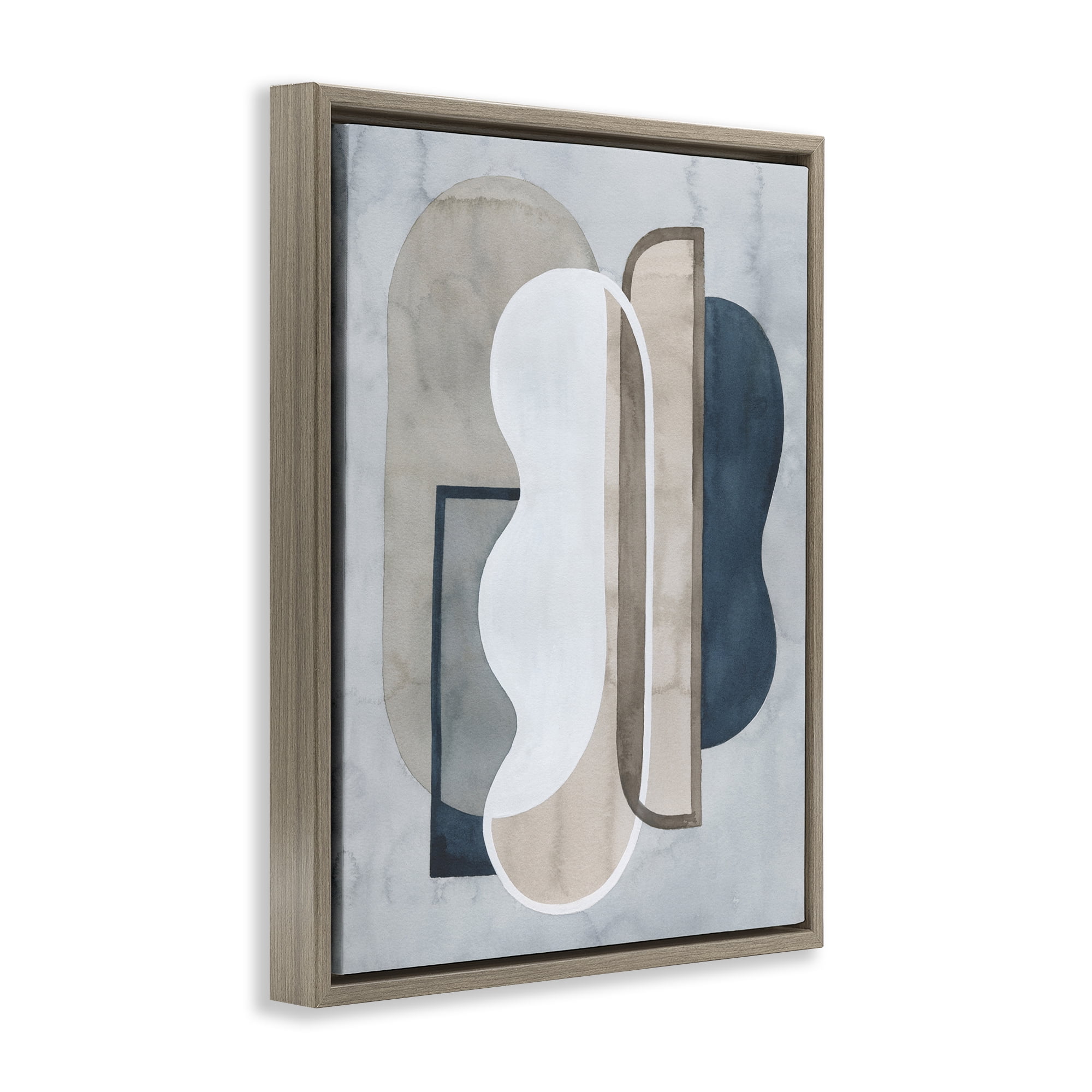 Stupell Industries Layered Wavy Shapes Abstract Painting Brown Floater Framed Canvas Art Print Wall Art, 17 x 21