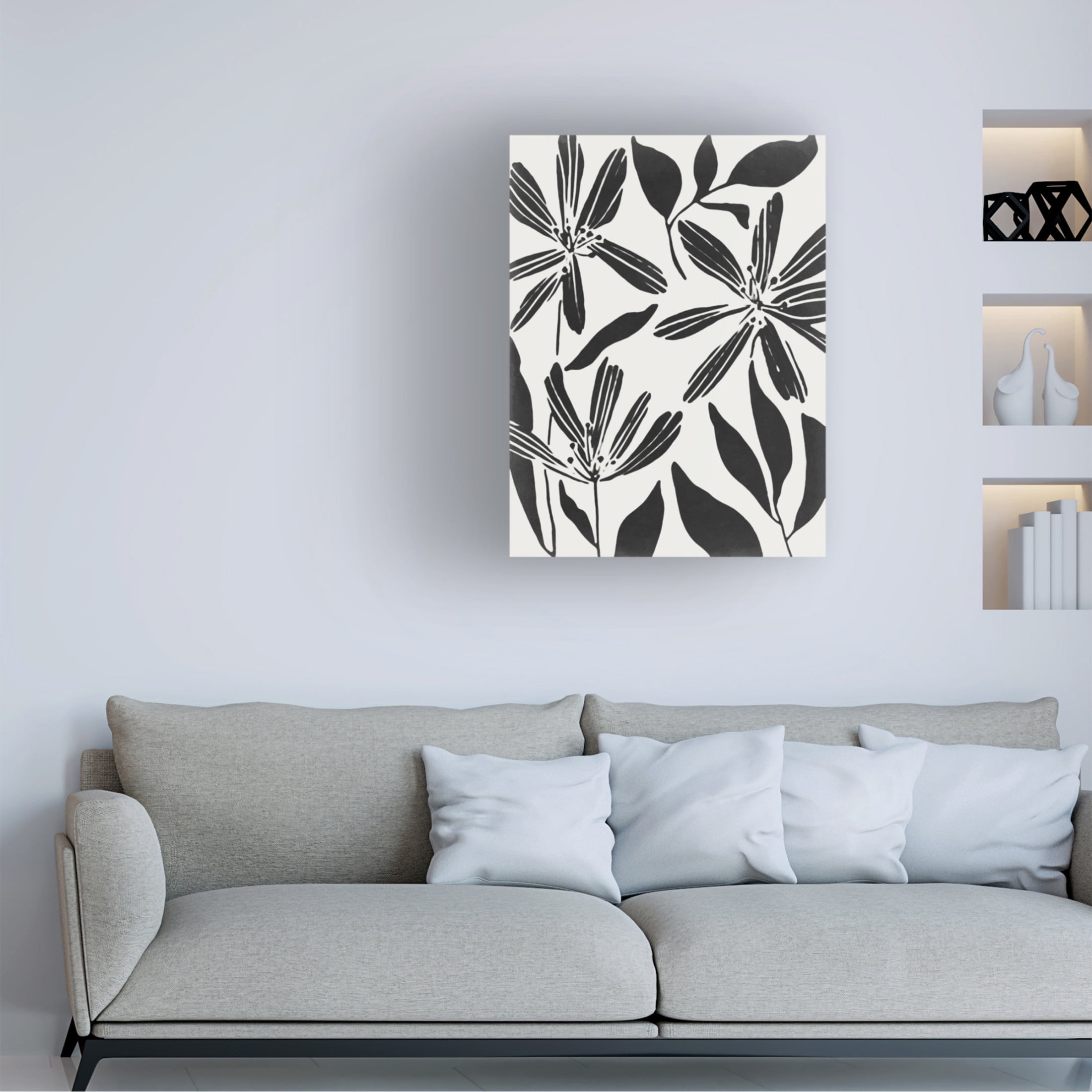 Trademark Fine Art Melissa Wang  Black Flower Blooming II Canvas Wall Art