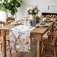 thumbnail image 3 of Sweet Home Table Runner, Easter Bunny Spring Butterflies Flowers Country Leaf Cotton Linen Kitchen Table Decoration Washable Dining Tabletop Runners for Home Party Decor 13x60 Inches, 3 of 9