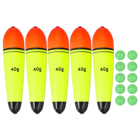 Fishing Slip Bobbers, EVA Foam Bobbers Slip Floats with Fish Beads, 1.4 oz Floatage & 5 Pcs & Red/Yellow -Fitting for Perch Carp