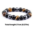 thumbnail image 4 of Obsidian Tiger Eye Hematite Bracelet for Men Women, Triple Protection Energy Healing Stretch Bangle, Stress Relief Jewelry, 4 of 7