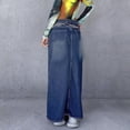 thumbnail image 4 of Jupe Longue Demi-Corps en Denim Rétro Style Décontracté Confortable Sans Élastique pour Femmes Jupe de Table pour Fête d'Anniversaire Pantalon Extensible pour Femmes Maillots de Bain Jupes de Table Rectangle Bleu G, 4 of 7