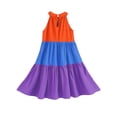 thumbnail image 7 of Flower Girl Dress Sleeveless Color Block Summer Casual Skater Swing A-Line Midi Length Purple Dress Size 9-10 Y, 7 of 7