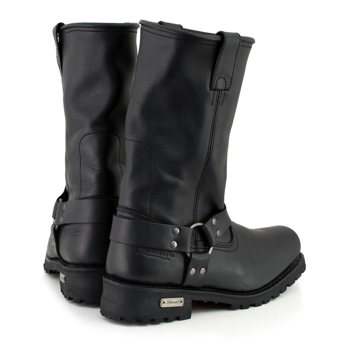 9.5 Xelement 1443 Mens Black Harness Motorcycle Biker Boots with Lug Sole