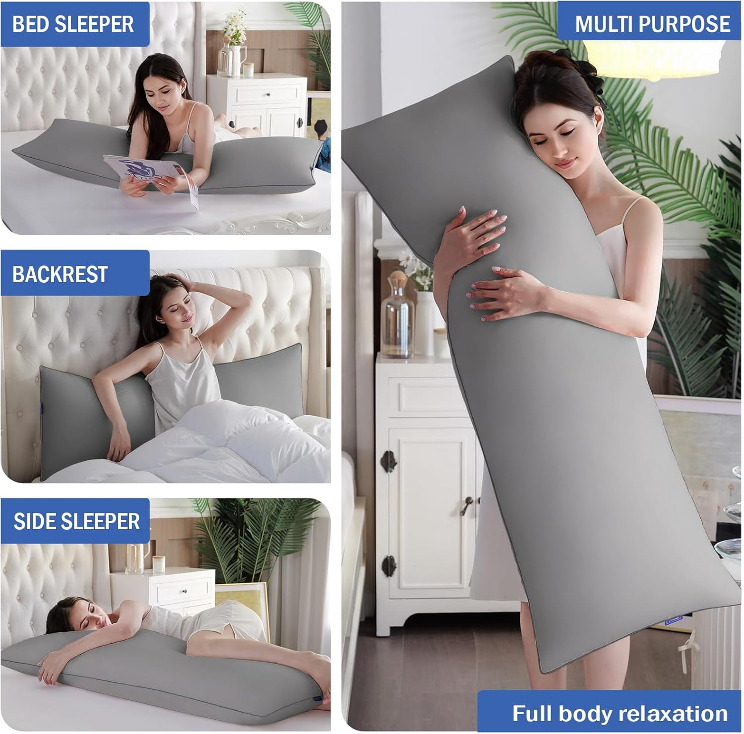 Memory Foam Body Pillow Insert - Full Body Pillow for Adults - Soft Large Long Bed Pillow for Side Sleeper