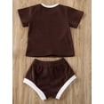 thumbnail image 2 of Styles I Love Unisex Baby Kintted Short Sleeve T-shirt and Shorts 2pcs Cotton Outfit (Brown, 110/2-3 Years), 2 of 2
