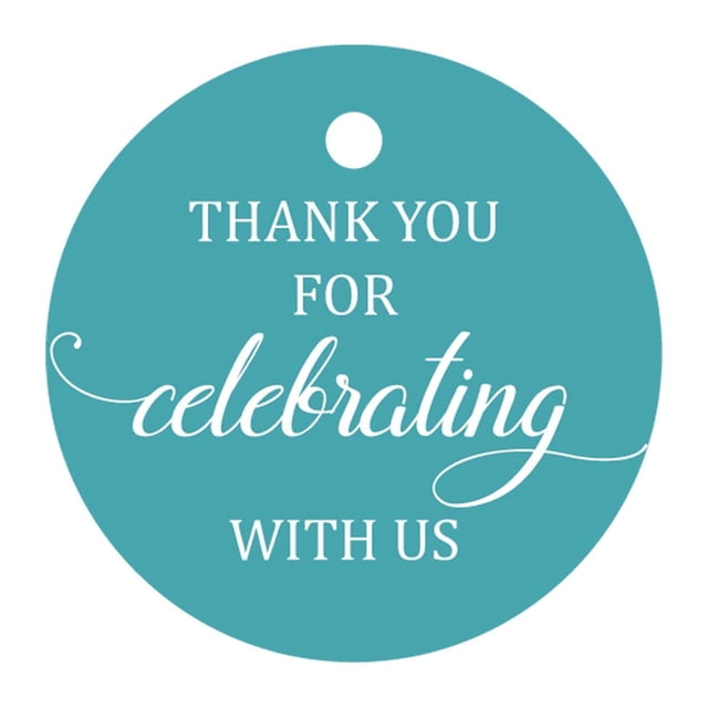 100 Pcs Personalized Round Paper Tags - Thank You For Celebrating With Us Wedding Favor Gift Hang Tags Circle