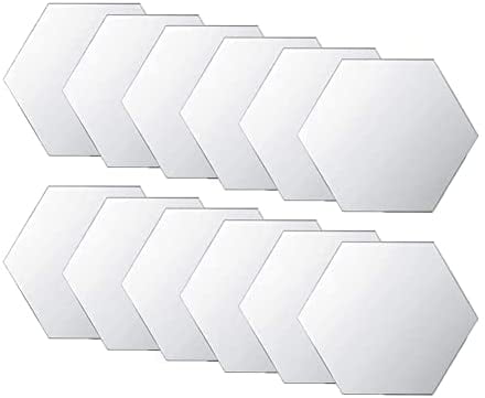 Haobase 12Pcs Removable Acrylic Mirror Setting Wall Sticker Decal for Home Living Room Bedroom Decor Silver (80 x 70x 40 mm)