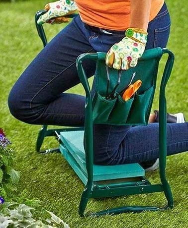 Folding Garden Kneeler and Seat with Tool Pouch Bag Thick Kneeling Pads Soft Decorative Garden Stools Workseats Portable Outdoor Foldable Kneeler Tools