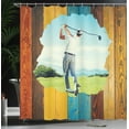 thumbnail image 4 of Ambesonne Golf Shower Curtain, Back View of Golfer Man Wooden, 69"Wx70"L, Blue and Pale Blue, 4 of 5