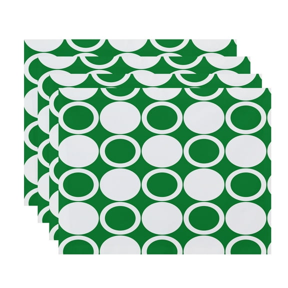 Simply Daisy, 18 x 14 inch, Small Modcircles, Geometric Print Placemat (Set of 4), Green