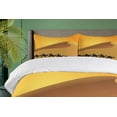 thumbnail image 4 of Dune Duvet Cover Sets, Hot Sahara Desert Illustration with a Camel Caravan Silhouette, Bedding Set with 2 Duvet Covers & 4 Pillowcases, 2 Pack Cal King Size, Marigold Dark Grey, by Ambesonne, 4 of 7
