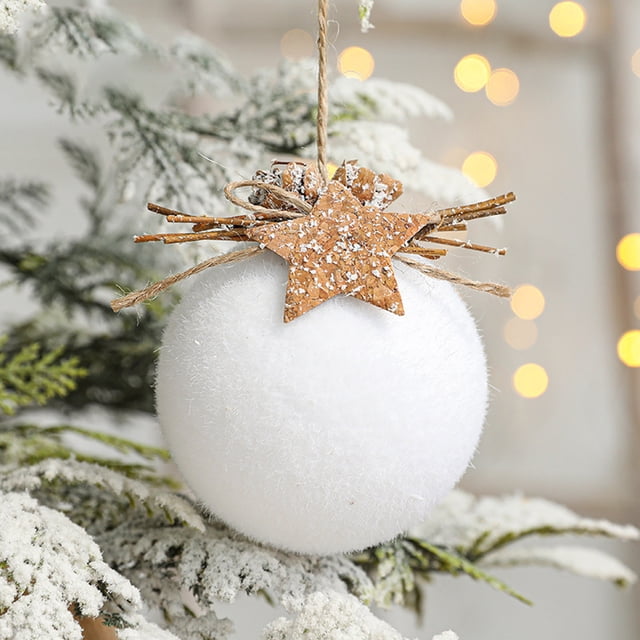 Xihbxyly Bola Navideña Blanca, Adorno Colgante de Espuma, Elegante Decoración para Árbol, Guirnalda de Conos Blancos, Ideal para Fiestas Navideñas, Bodas y Festividades, Tamaño 10 X 10 X 8 Cm.