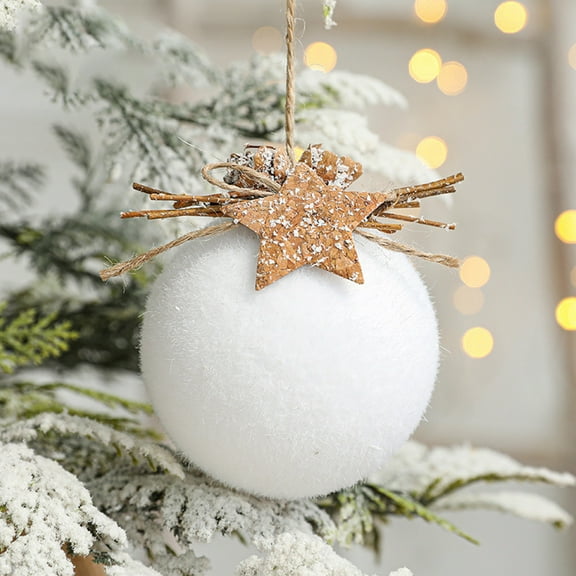 Christmas Tree Decorations, Rustic Pinecone and Star Ornament with Snow Effect for Holiday Tree Decor Foam Hanging Bauble for Home Party Indoor Outdoor Decoration 2025