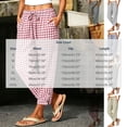thumbnail image 4 of Women Cotton Linen Pants Casual Drawstring Elastic Waist Pant Loose Wide Leg Button Trousers With Pockets, 4 of 9