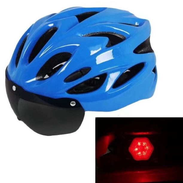 Casco de bicicleta con gafas magnéticas integradas, casco de ciclismo, casco de ciclismo de montaña, luz trasera