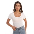 thumbnail image 4 of Women Casual Long Sleeve Slim Scoop Neck Fit T Shirts Basic Tee Tops Crew, 4 of 5