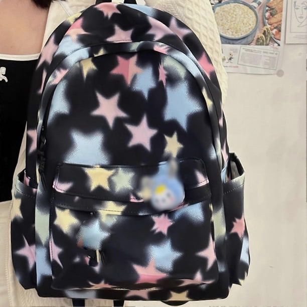 Water Resistant Schoolbag for Girls Large Capacity Shoulder Bag with Sweet Star Pattern for School Bags Travel Back Pack