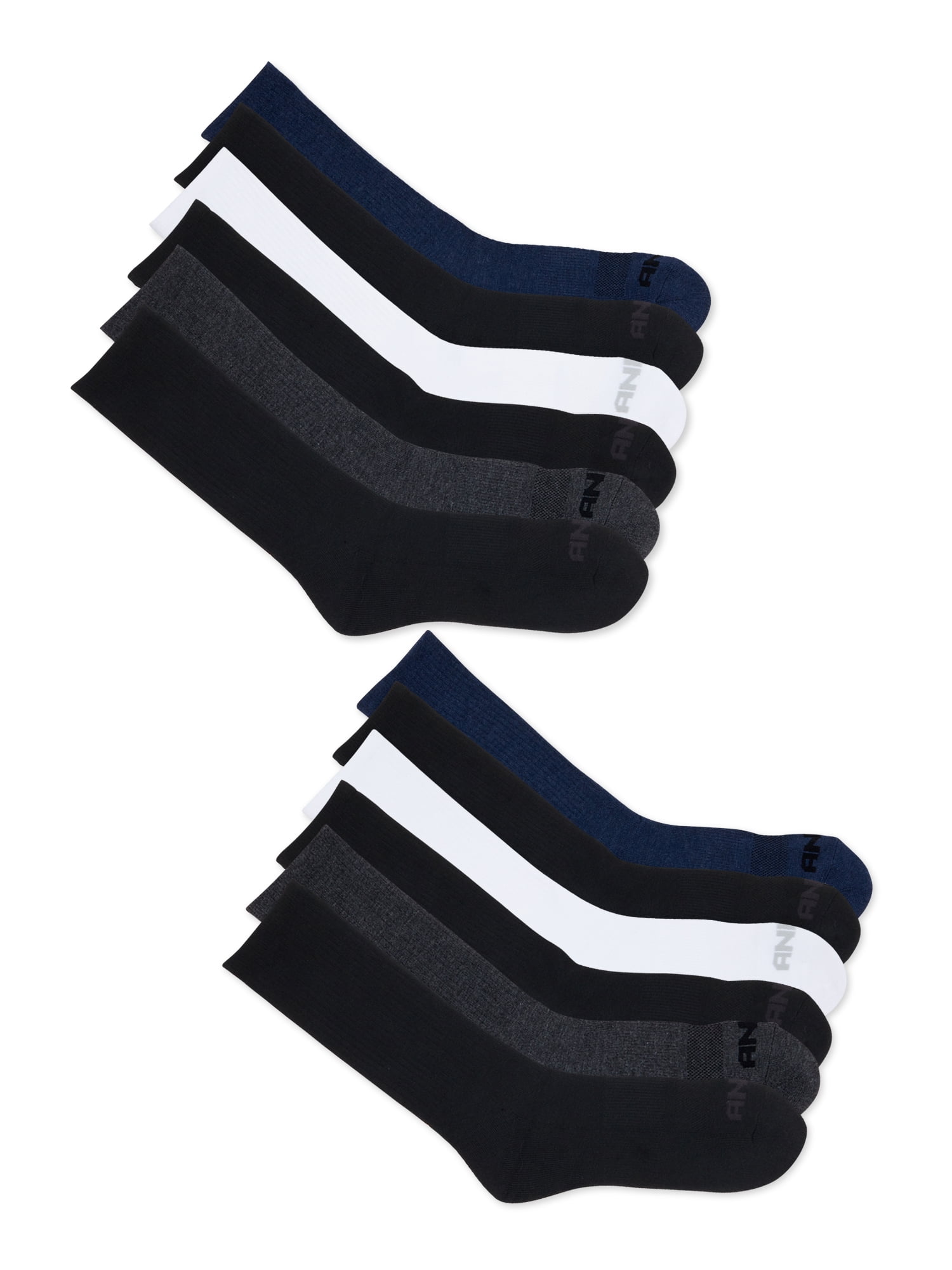 AND1 Men's Athletic Arch Compression Cushion Comfort Crew Socks 12 Pack 