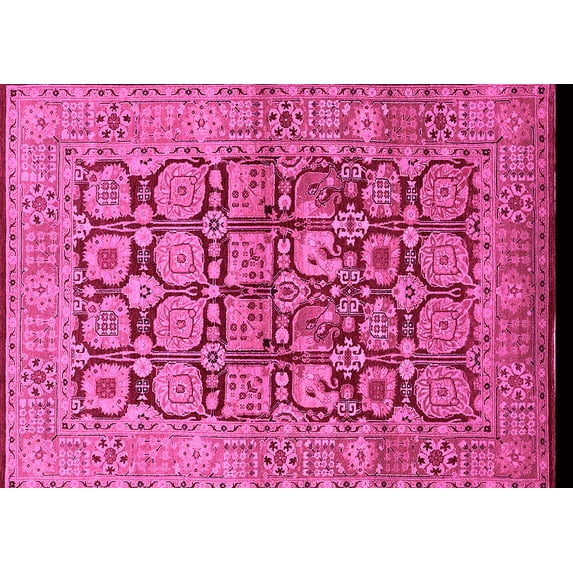Ahgly Company Indoor Rectangle Oriental Pink Traditional Area Rugs, 8' x 10'