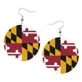 thumbnail image 6 of Round Leather Earrings For Women Maryland Flag Drop Earrings Lightweight Dangle Earrings, 6 of 6