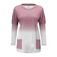 thumbnail image 4 of WEAIXIMIUNG Long Sleeve Shirts for Women V Neck for Work Women Autumn and Winter Casual Fashion Round Neck Long Sleeve Long T Shirt Top Pocket Puff Sleeve Print Top, 4 of 4