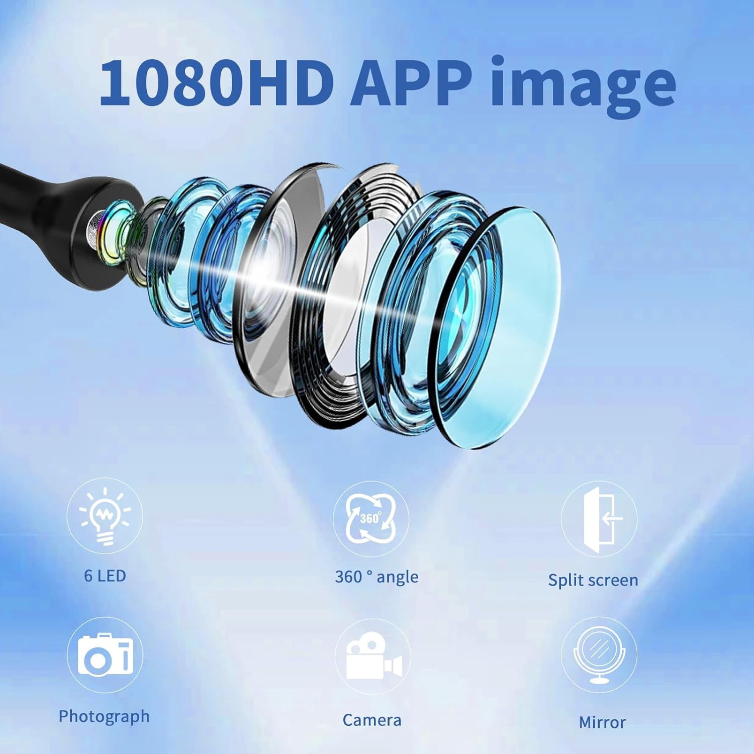 Water Flosser with Camera for Teeth, Visual Water Dental Flosser with 12-Gear, Rechargeable Water Flosser with 3-Nozzle and IPX7 Waterproof for Android and iOS(White)