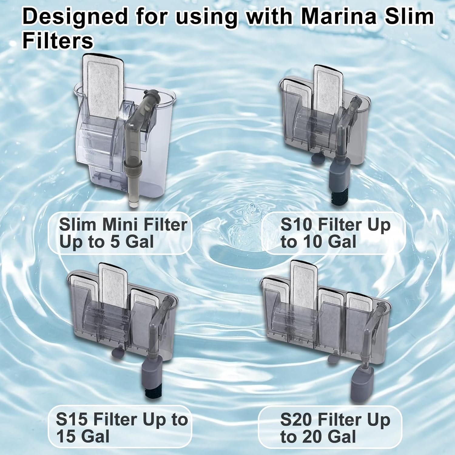 Driamor Ceramic Aquarium Filter Cartridge, Replacement for Marina Slim Filter S10/S15/S20, 16 Pack