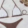 thumbnail image 6 of Women's 2 Piece Halter Bikini Set Metal Ring High Cut Swimsuits Beach Vacation Clothes (Brown,M), 6 of 6