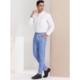thumbnail image 4 of Pantalonescuadros de vestir pahombre, ajustados, con parte delanteplana, estampados,cuadros de negocios Azul XL, 4 of 6