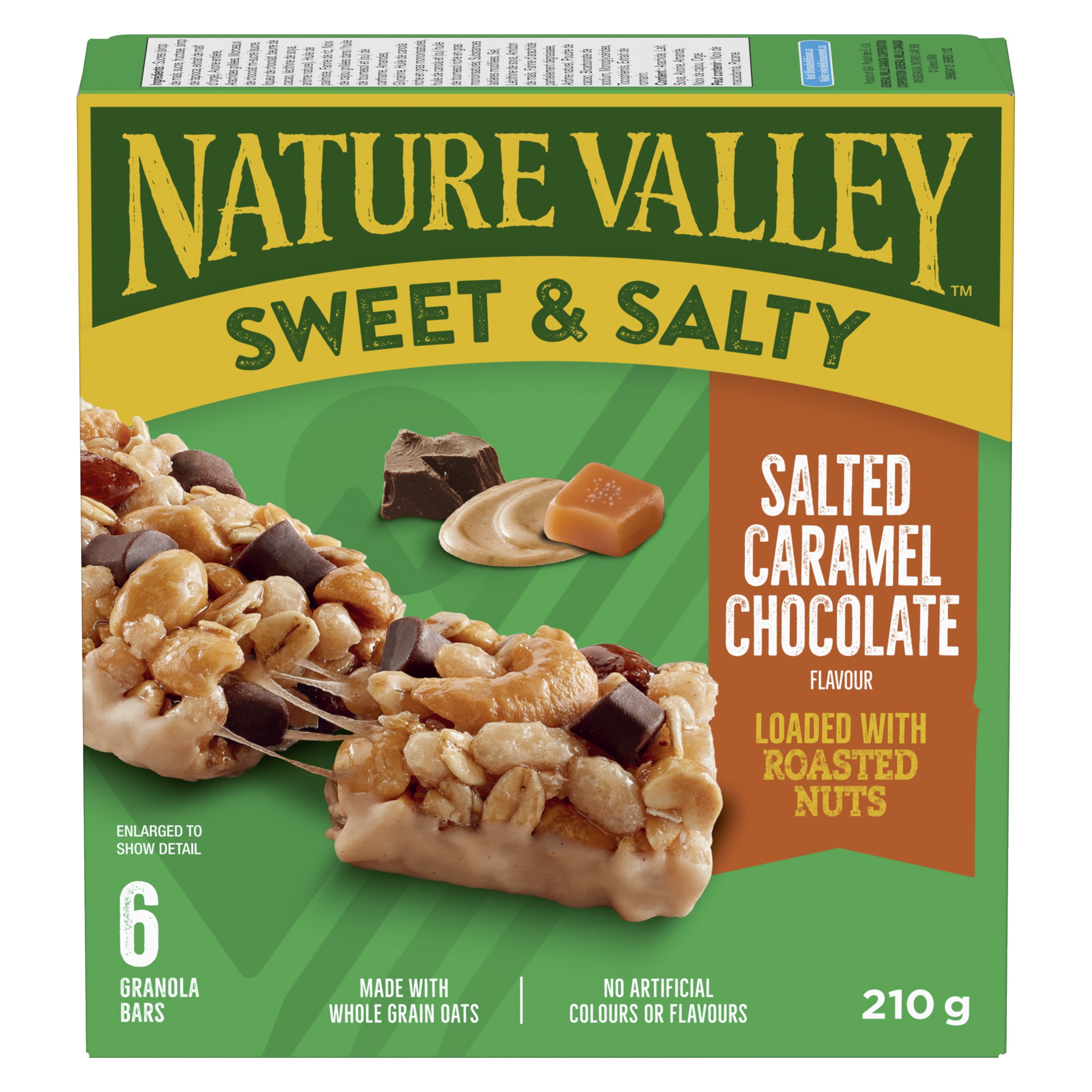 Val Nature Barres Granola, Sucrées et Salées, Saveur Caramel Salé et Chocolat, Format Économique, 6 Barres 6 barres x 35 g, 210 g