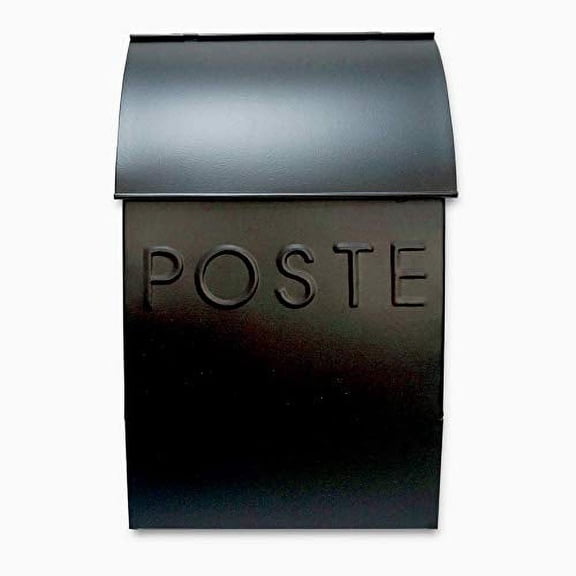 NACH French POSTE Milano Pointed Black Mailbox, Rustic Wall Mount Mailboxes for Outside, Rust Resistant Galvanized Metal Mailbox, 9.5 x 4 x 15 inch, TH-10035 POSTE