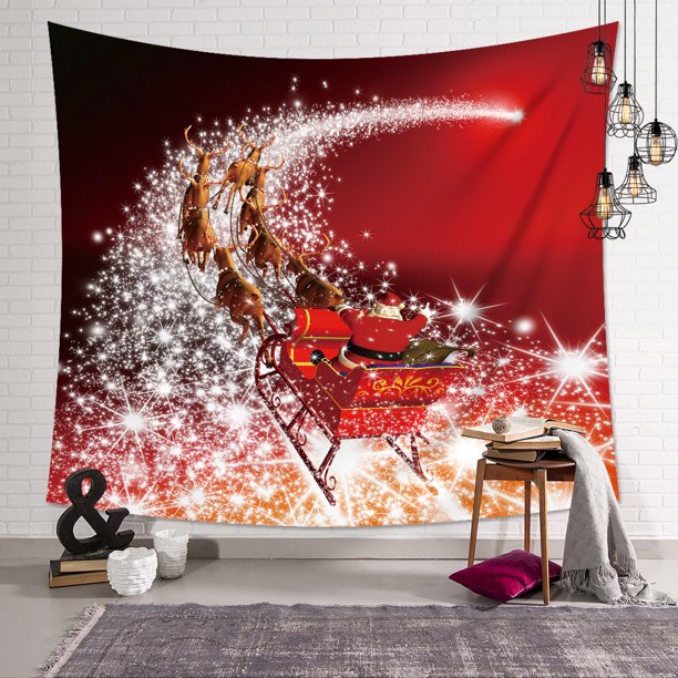Tapiz de pared Dormitorio Sala de estar Accesorios Poliéster Tapiz de Navidad Árbol de Navidad Sombrero de Navidad Tapiz para sala de estar Dormitorio Decoración para el hogar oso de fresa Hogar
