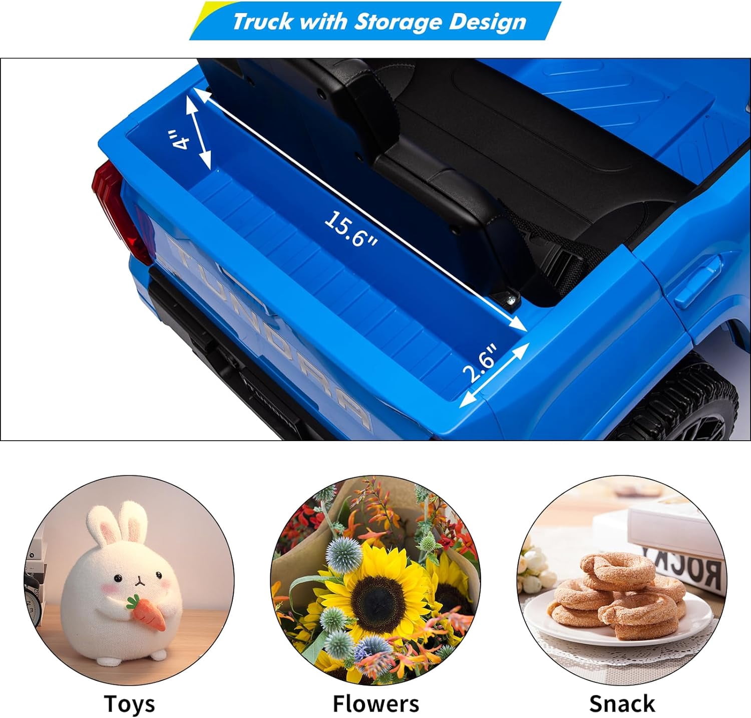 Truck Car, 12V Licensed Toyota Ride on Car with Remote Control, Battery Powered Electric Car with Spring Suspension, EVA Tires, USB, Music, LED Lights