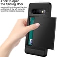 thumbnail image 3 of Cover for Galaxy S10 Case Wallet Credit Card Holder ID Slot Sliding Door Hidden Pocket Anti-Scratch Dual Layer Protective Hard Shell Rugged TPU Bumper Armor for Samsung Galaxy S10 (Black), 3 of 15