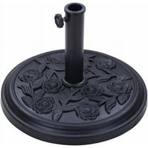 S4O Heavy Duty Round Outdoor Patio Pool Umbrella Base Stand w/ Black Rose Design