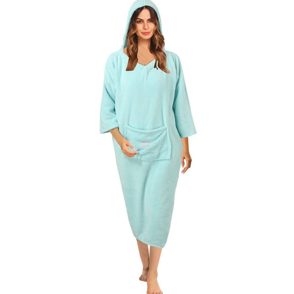 Zipper Robes For Women Ribbed Knit Bathrobe Lightweight Full Length Loungewear With Pockets S 3XL