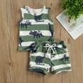 thumbnail image 5 of Douhoow Newborn Boys Summer Clothes Cartoon Dinosaur Print Sleeveless Vest Elastic Waist Shorts, 5 of 8